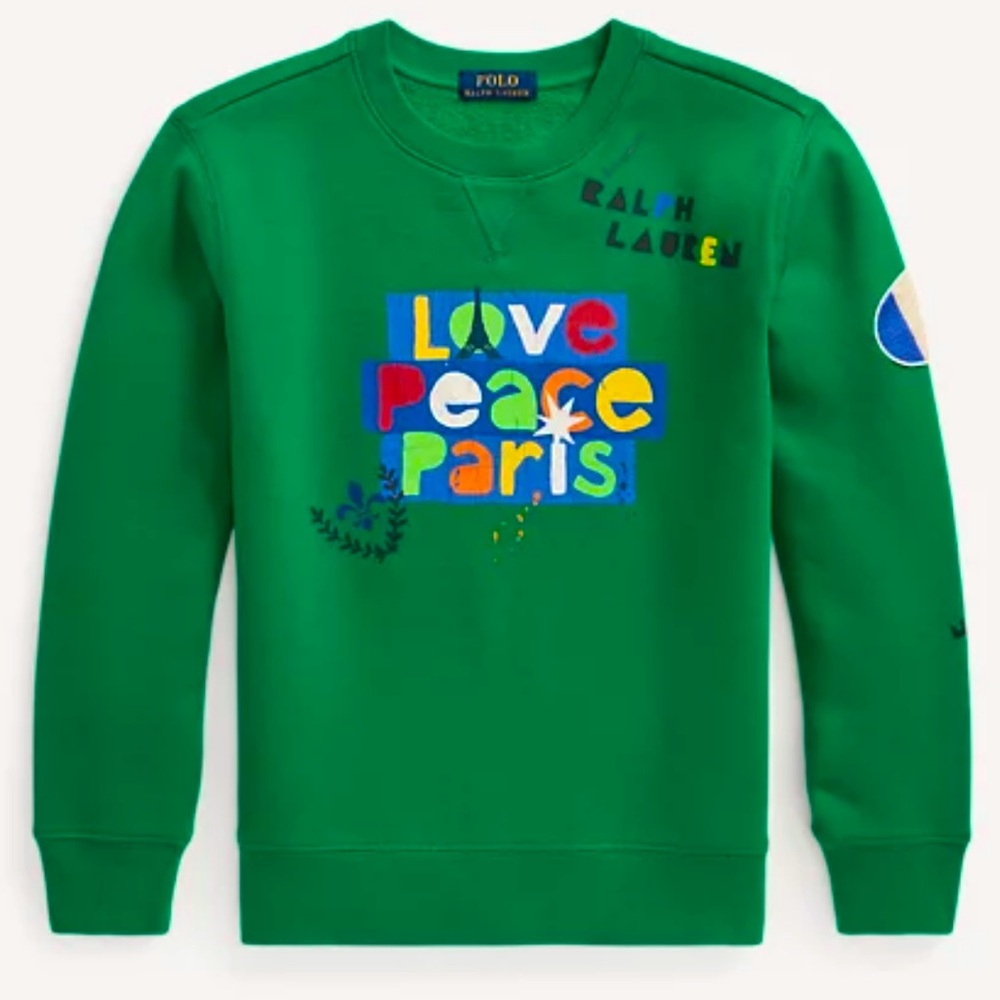 POLO Ralph Lauren Boys NWT Peace, Love Paris fleece sweatshirt